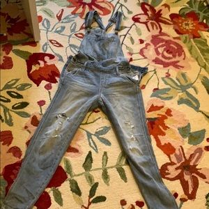 Distressed overalls